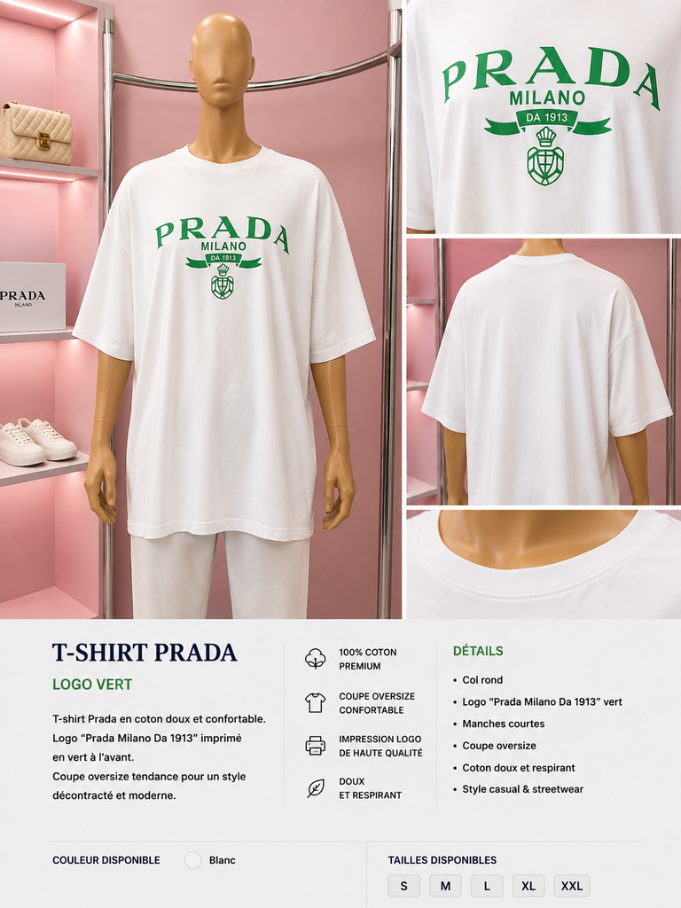 T-shirt Prada Oversize Logo Vert Milano