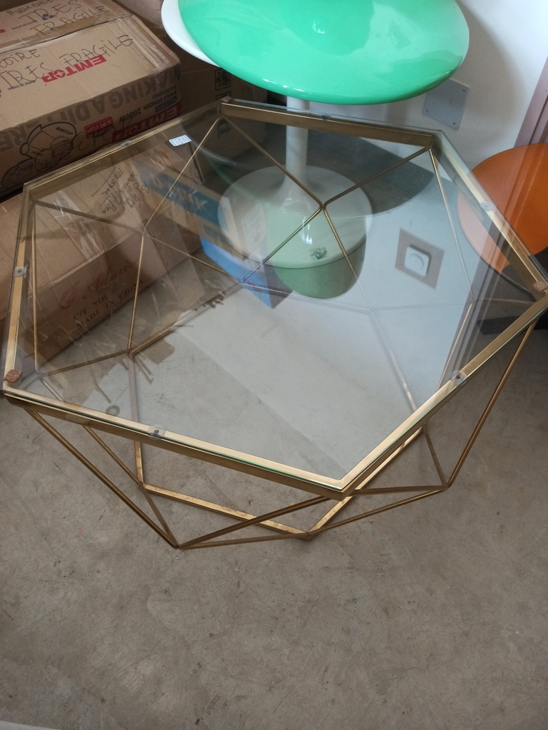 Table basse vitré doré