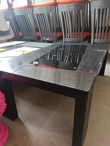 [ALL-0099] Table basse gris Noir vitré