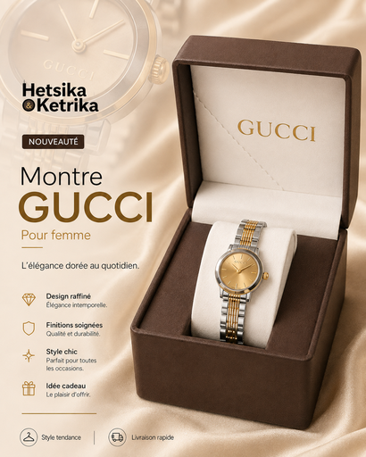 [FEM-ACC-MON-0004] Montre Gucci Cadran Doré Bracelet Bicolore